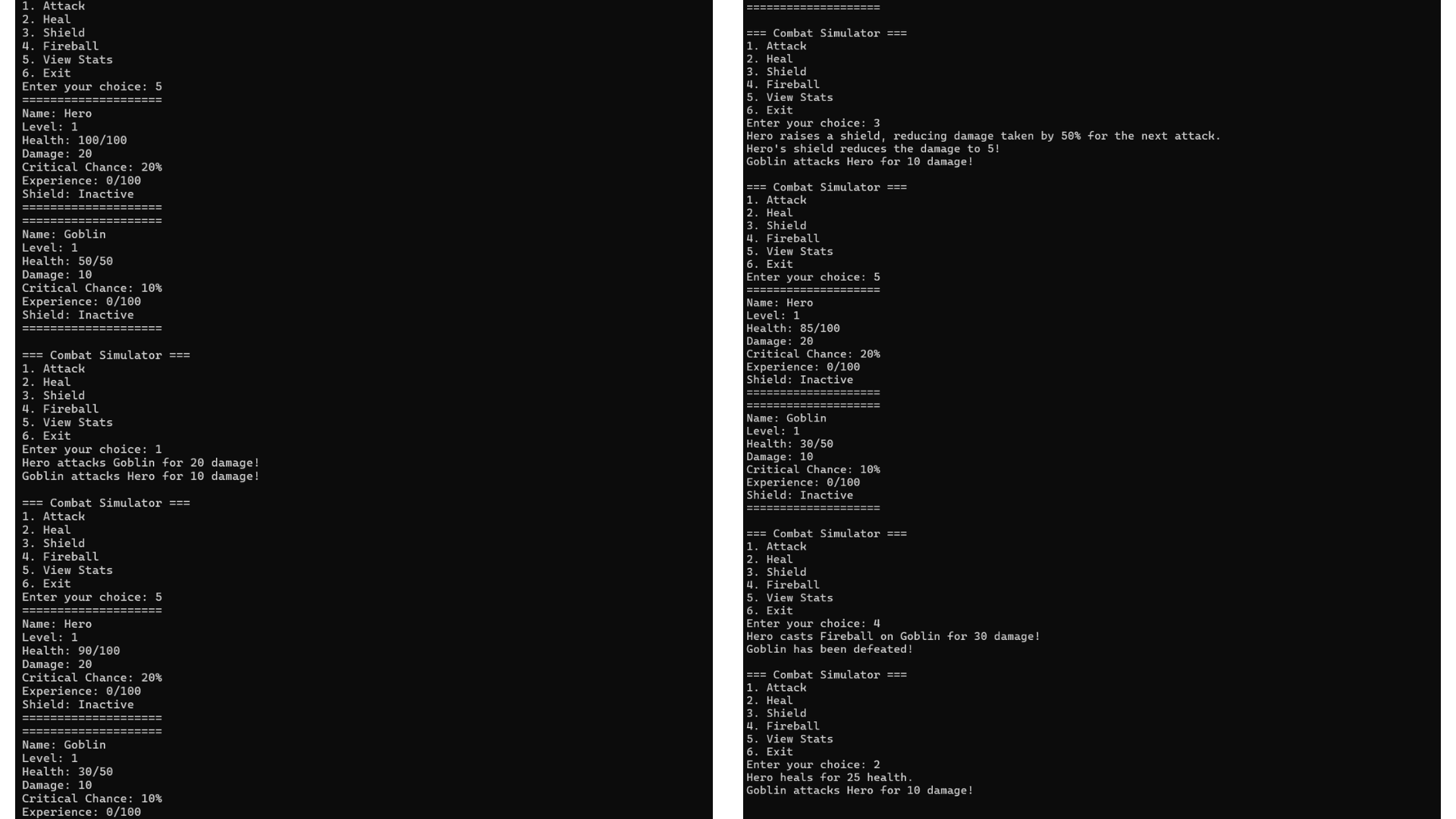 RPG Mechanics Simulation Screenshot 2
